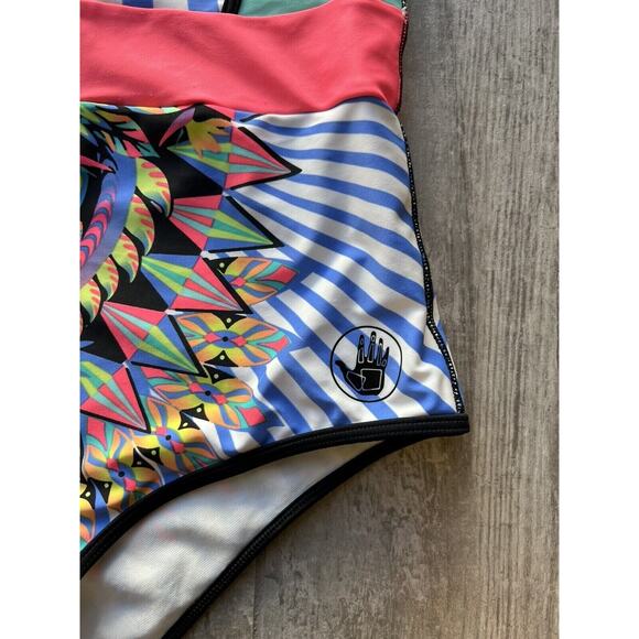 $128 BODY GLOVE Look At Me Stand Up Surf Suit Swimsuit Neon One Piece Zip L - Picture 5 of 9